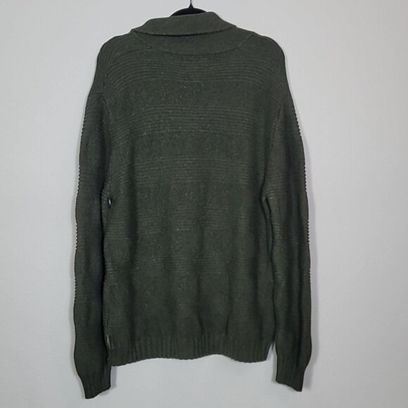 Vintage Woolrich Mens Chunky Knit Sweater Size L Olive Green Shawl Collar Wool - Picture 9 of 14